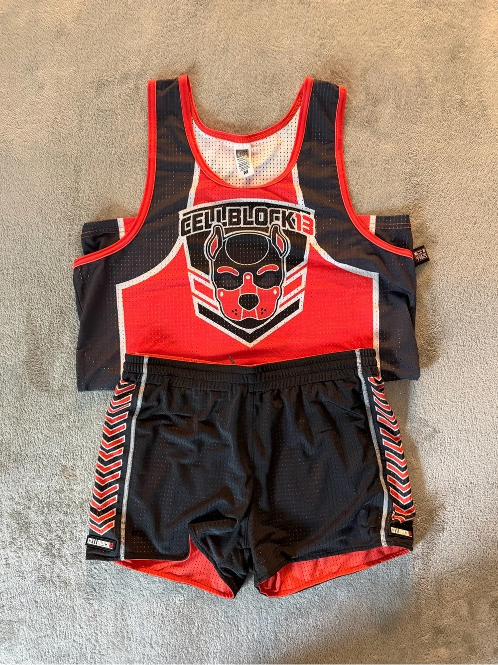 Cellblock13 Men’s Orange/Black Athletic Tank & Reversible Shorts